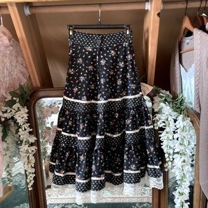 💐 FLORAL GUNNE SAX PRAIRIE SKIRT BOHO GOTH COTTAGE GOTH